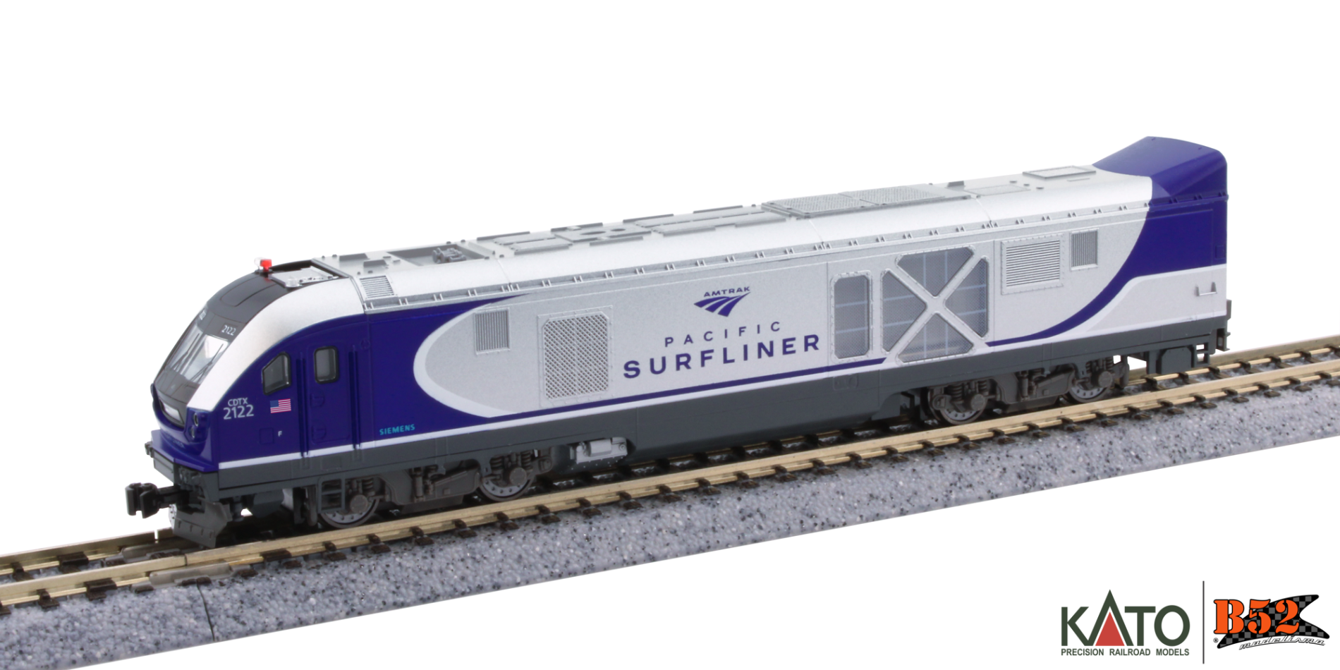 Kato N - Amtrak SC-44 Charger, Surfliner - 4 Unit Set: 106-9001 Kato N - Amtrak SC-44 Charger, Surfliner - 4 Unit Set: 106-9001