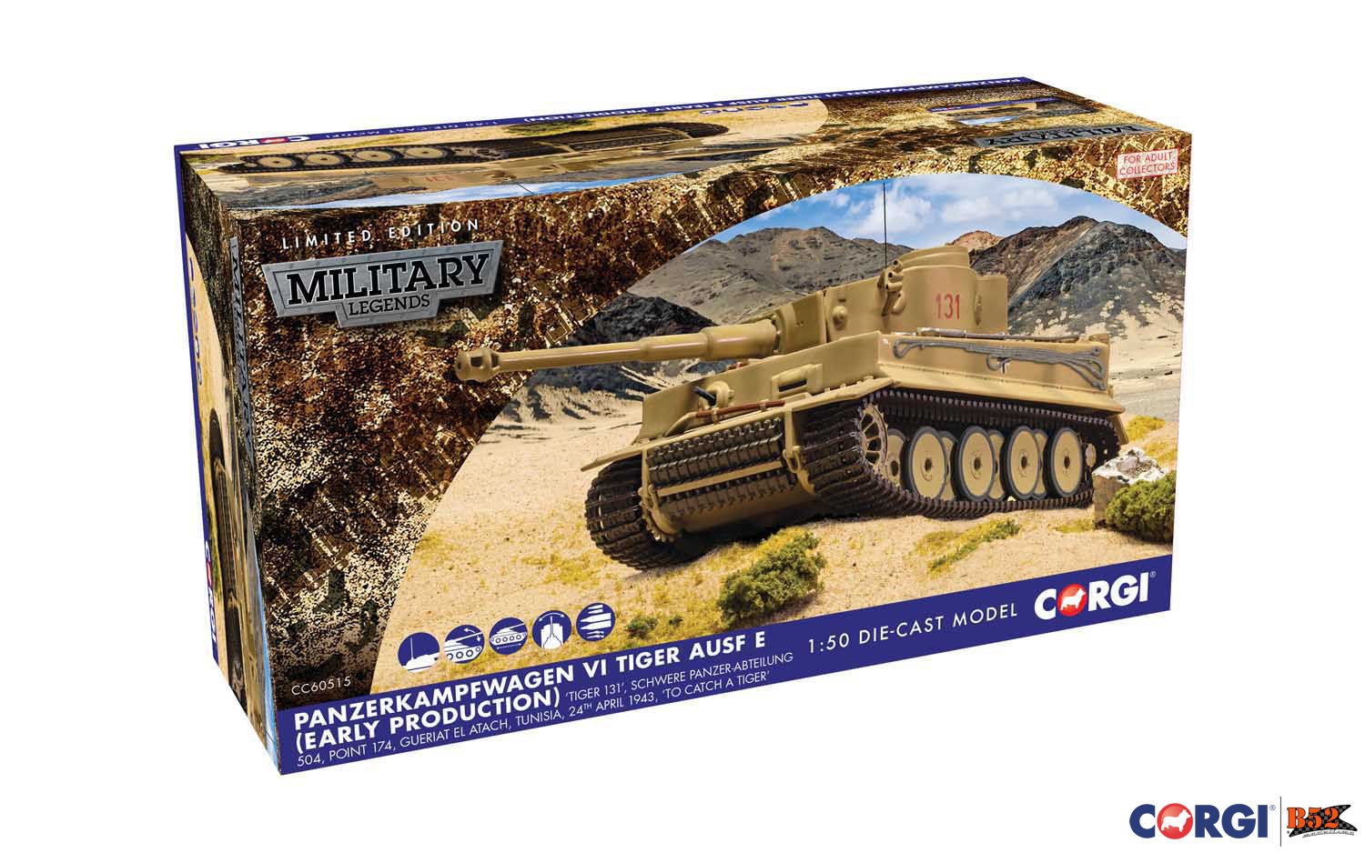 Corgi - Panzerkampfwagen VI Tiger Ausf E, Tiger 131: CC60515 - B52