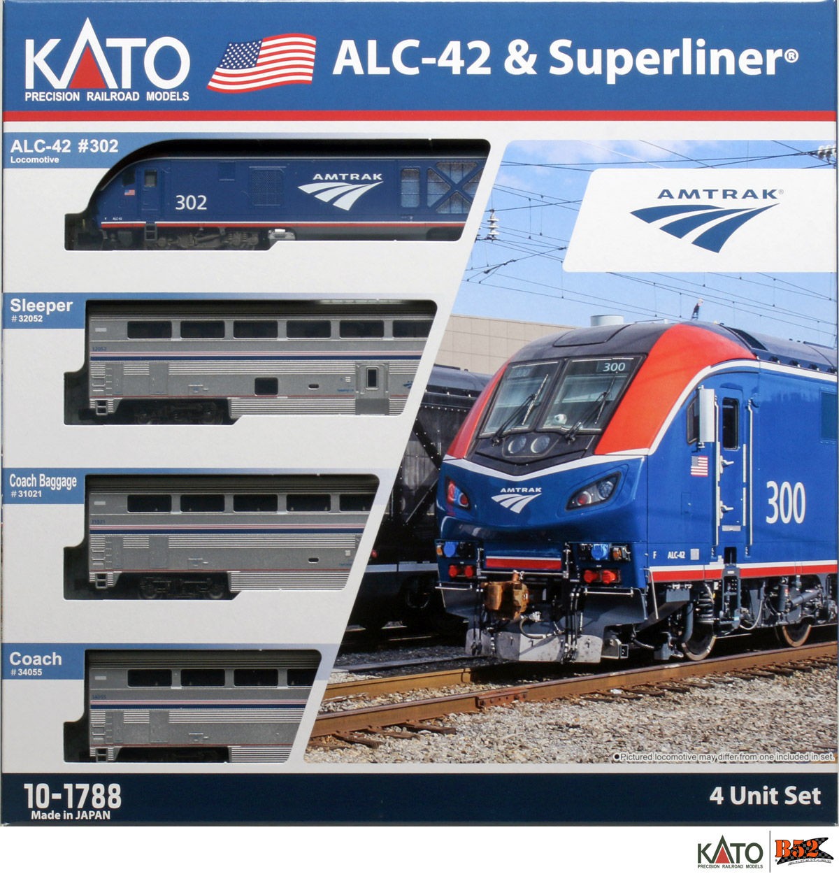 Kato N - Amtrak ALC-42 Charger, Superliner - 4 Unit Set: 10-1788