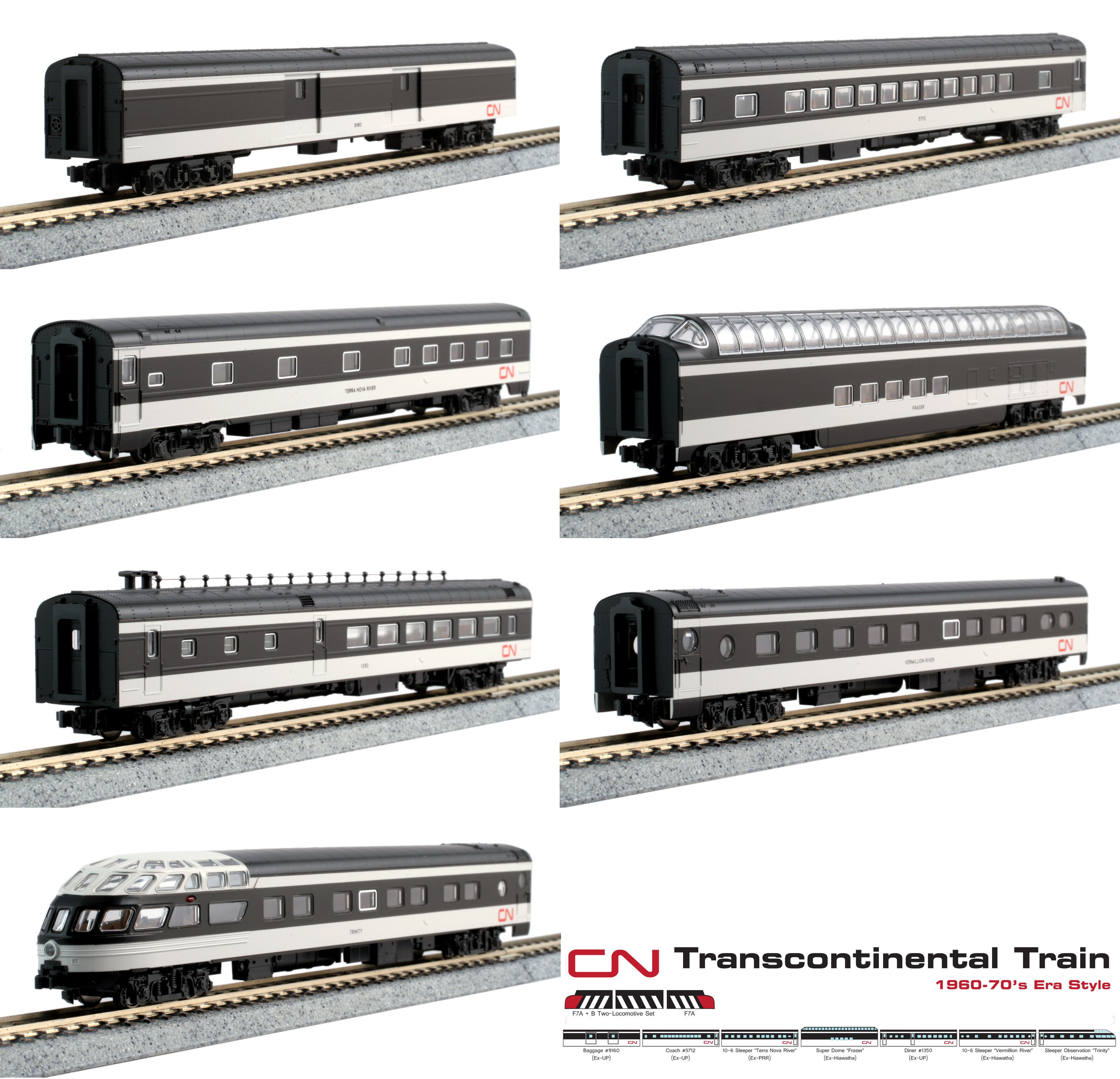 Kato N - CN "Transcontinental" Train, 7 Car Set: 106-102
