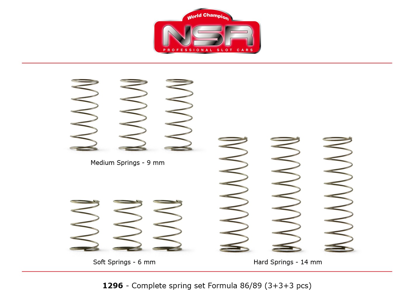 NSR - Molas - Set para F1 - Soft, Média e Hard - 1296
