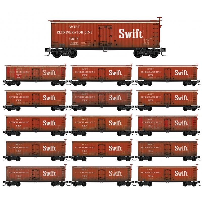 Micro-Trains N - Vagões Refrigerados de 36' Swift, Envelhecidos - Set com 16: 993 01 925