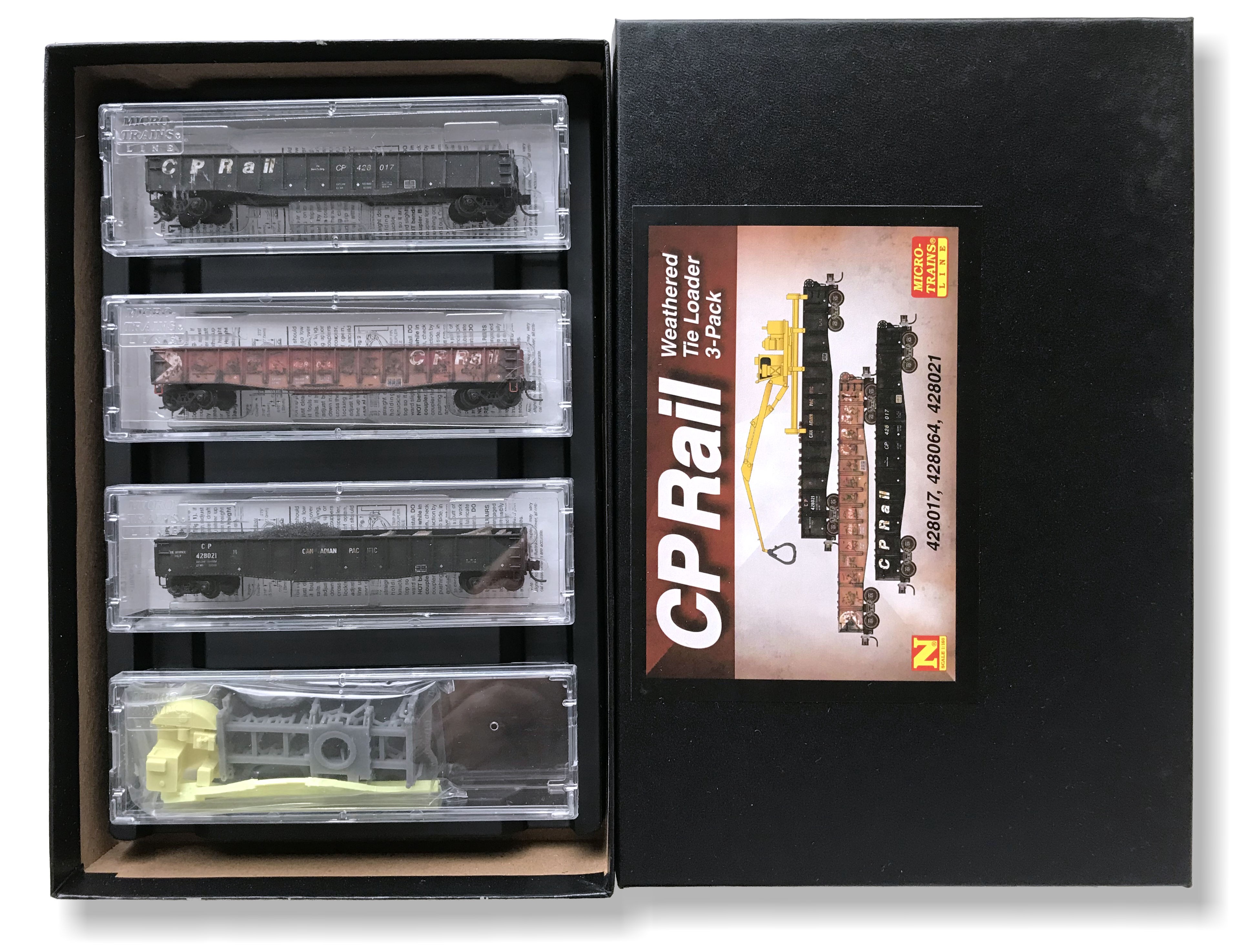 Micro-Trains N - CP Rail Tie Loader, Envelhecido, set com 3: 993 02 090