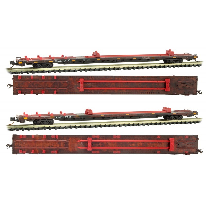 Micro-Trains N - Vagões Plataforma de 89' QUAX, Envelhecidos - Set com 2: 993 05 510