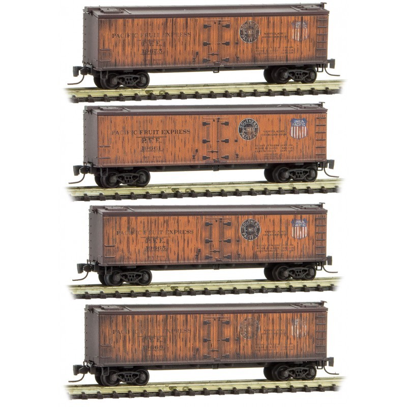 Micro-Trains Z - Vagões Frigoríficos PFE, Envelhecidos, Set com 4: 994 05 180