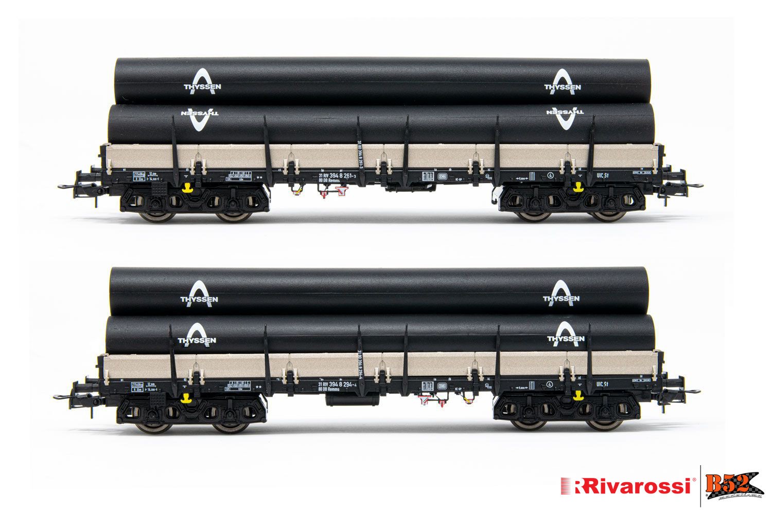 Rivarossi HO - Vagões Plataforma Remms de 4 eixos, DB: HR6477
