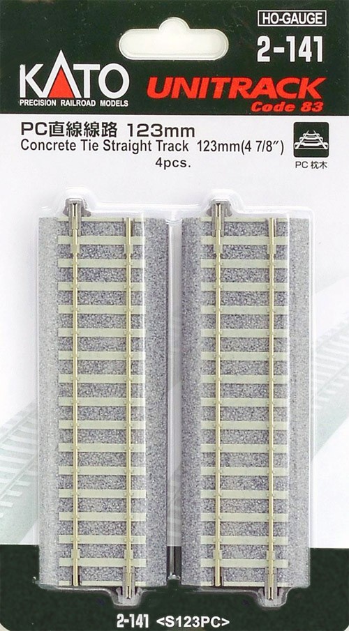 Kato HO - Trilho Reto "Concrete Tie" - 123 mm: 2-141