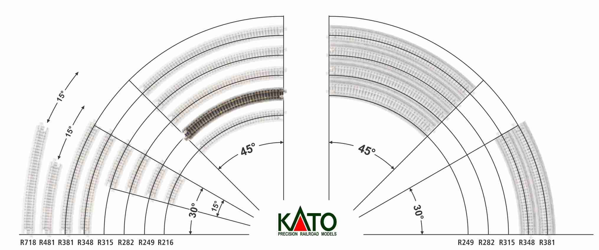 Kato N - Trilho Curva R249-45,0°: 20-100