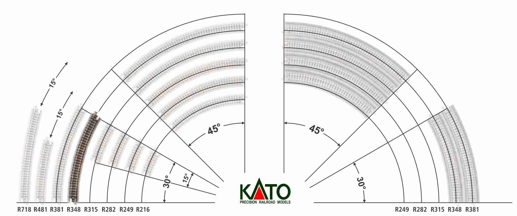 Kato N - Trilho Curva R348-30,0°: 20-130