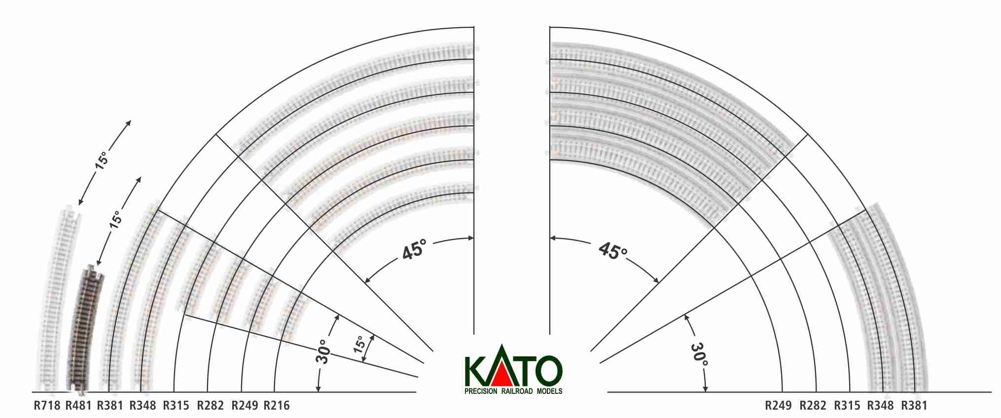 Kato N - Trilho Curva R481-15°: 20-160