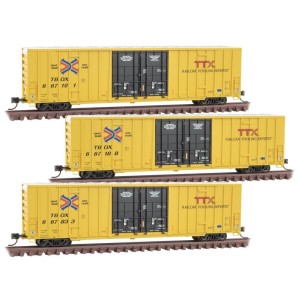 Micro-Trains N - Vagões HI-CUBE 60' (Box Car) TTX, 3-pack: 993 01 850