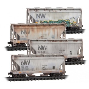 Micro-Trains N - Vagões Hopper, Envelhecidos, Set com 4: 993 05 013