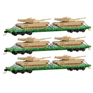 Micro-Trains N - Vagões DODX Flat Green, com Blindados - Set com 3